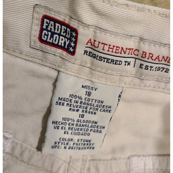 Vintage FADED GLORY Cargo Shorts Missy Size 18 Khaki Tan VTG Y2K High Rise - Picture 11 of 14
